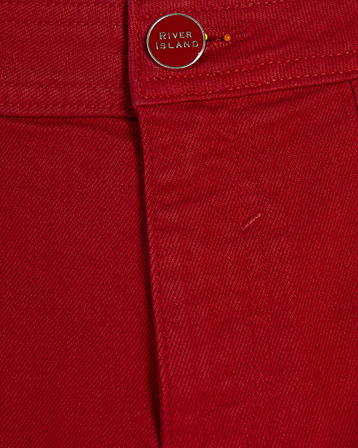 Red Stretch Denim Shorts