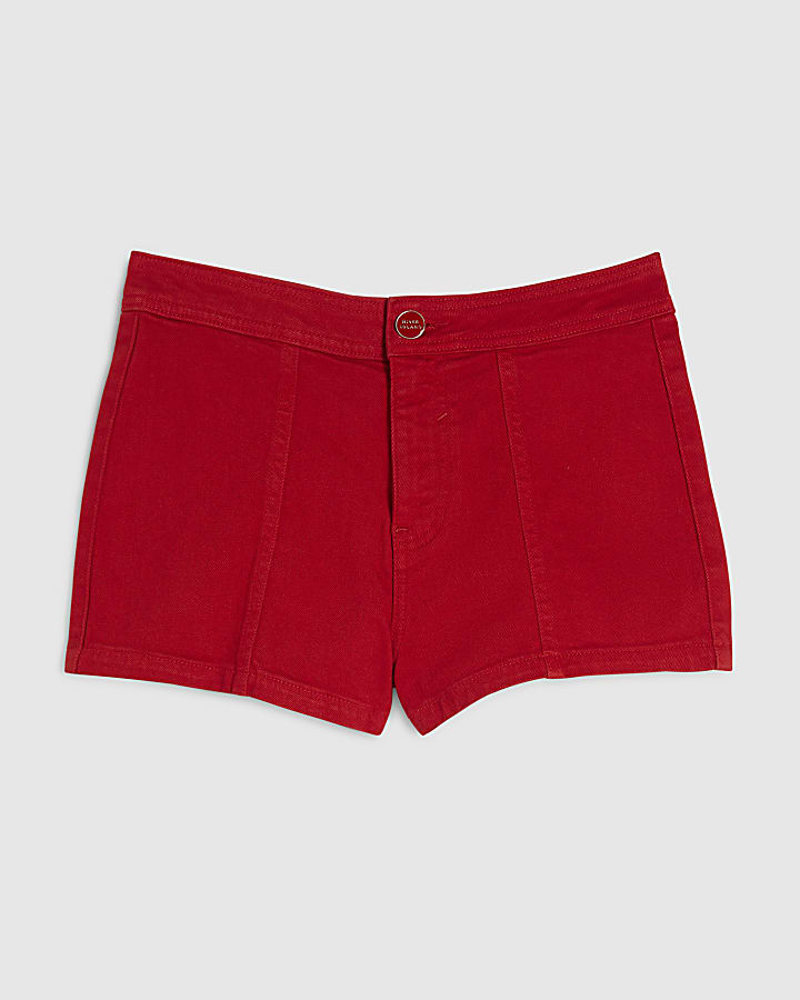 Red Stretch Denim Shorts