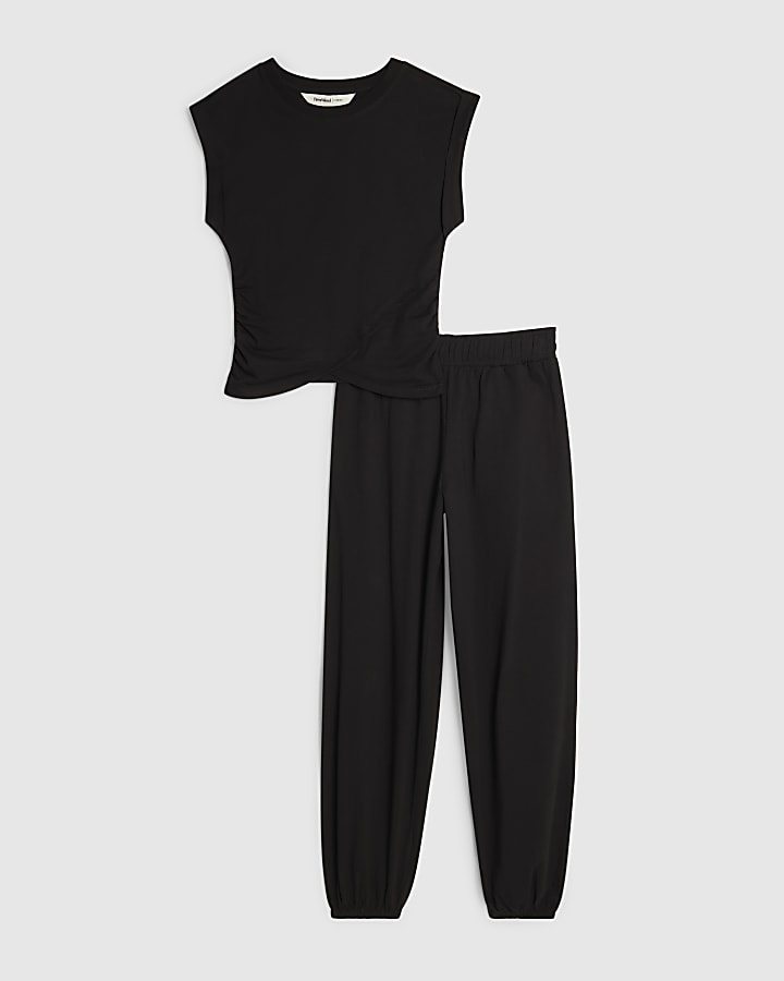 Black Wrap Loungewear Set