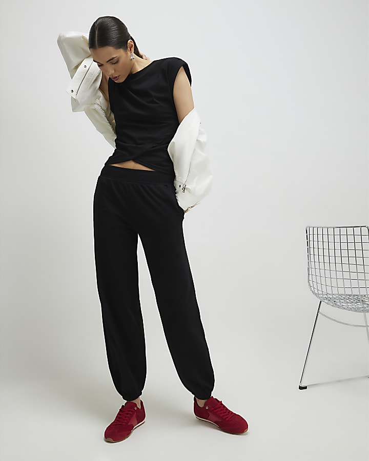 Black Wrap Loungewear Set