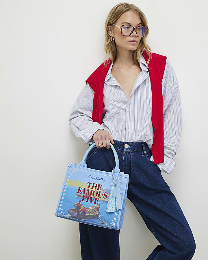 Blue Enid Blyton Medium Embroidered Tote bag
