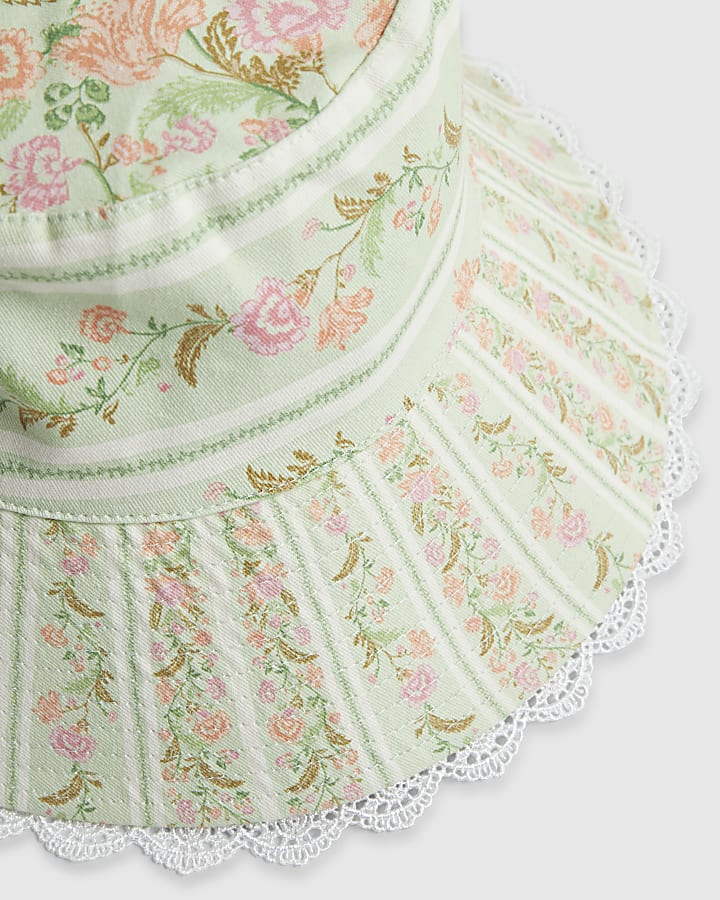 Green Ditsy Floral Sun Hat