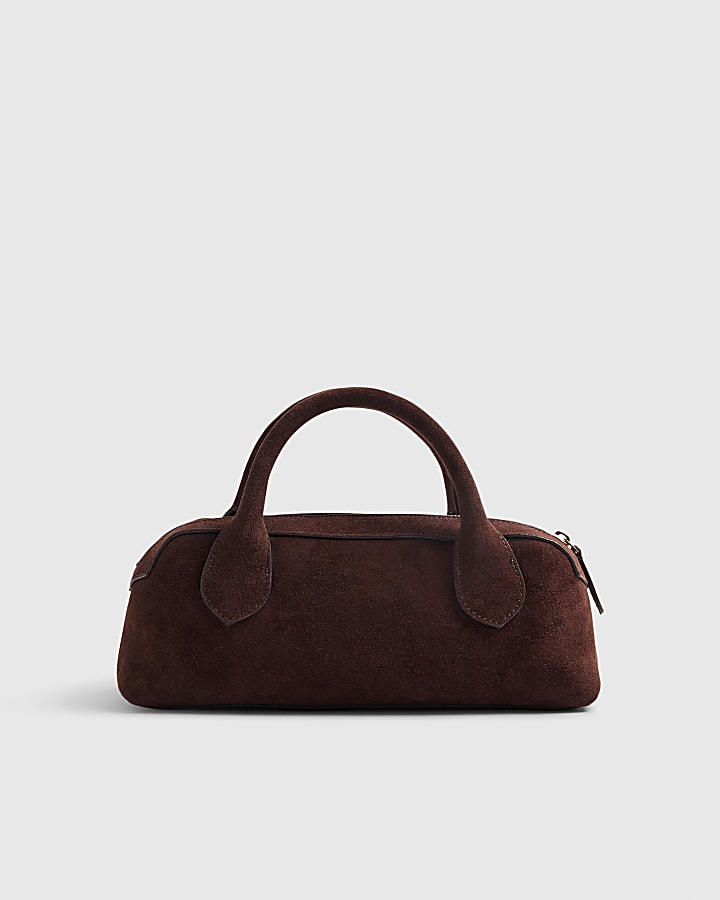 Brown Suede Premium Bowler Bag