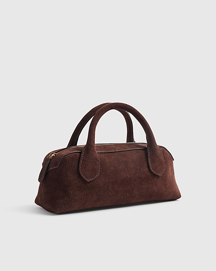 Brown Suede Premium Bowler Bag