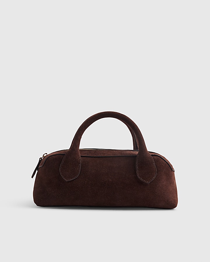 Brown Suede Premium Bowler Bag