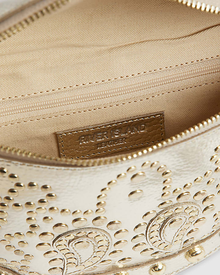 Gold Leather Studded Bum Bag