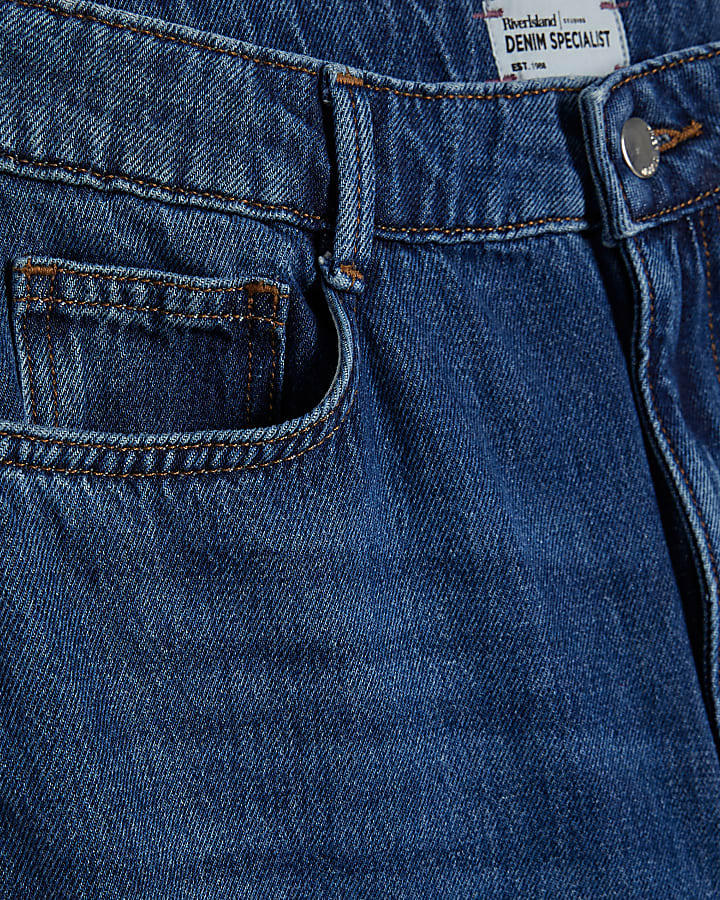 Blue High Waisted Soft Wide Leg Jeans