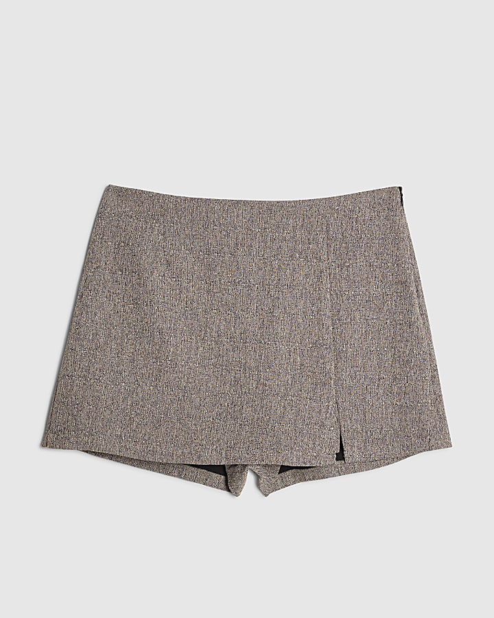 Brown Split Hem Skort
