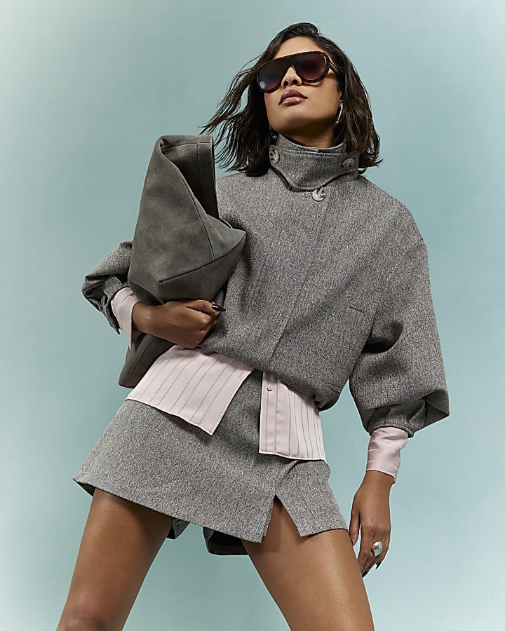 Brown Split Hem Skort