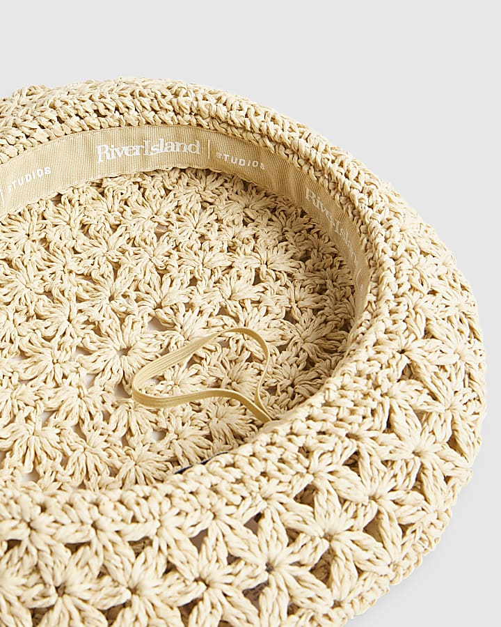 Beige Raffia Beret