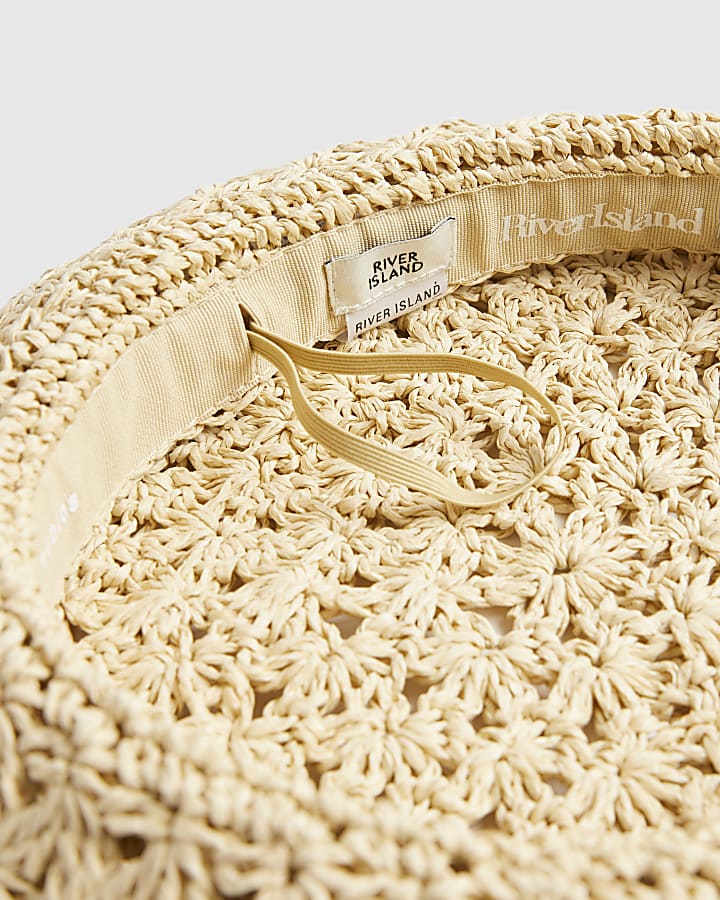 Beige Raffia Beret