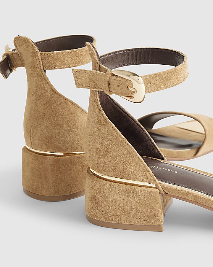 Brown Wide Fit Faux Suede Heel Sandals