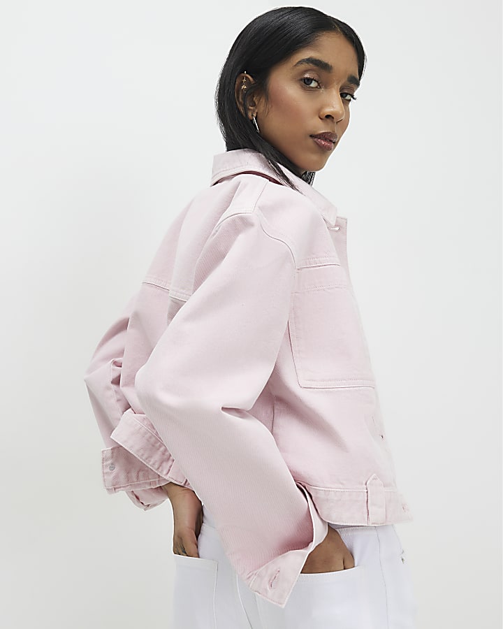 Pink Denim Pocket Front Jacket
