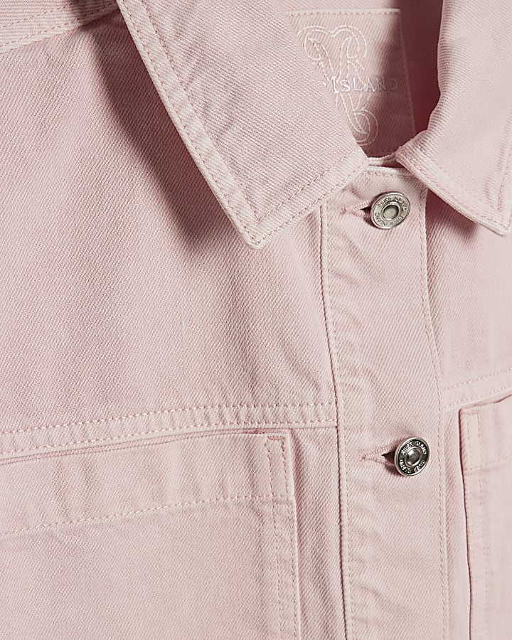 Pink Denim Pocket Front Jacket