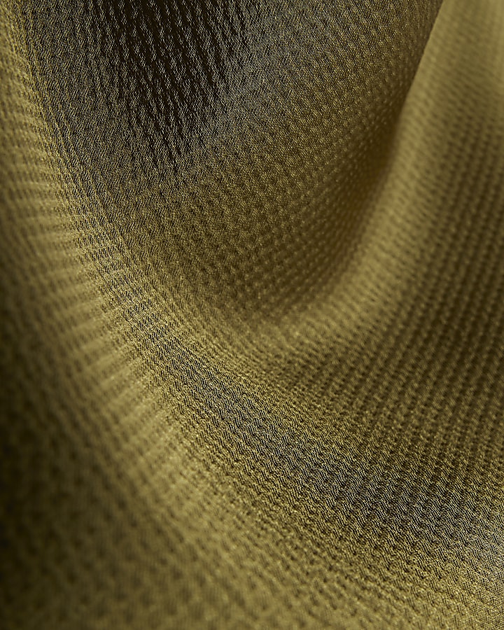 Khaki Longline Lace Trim Halter Neck Top