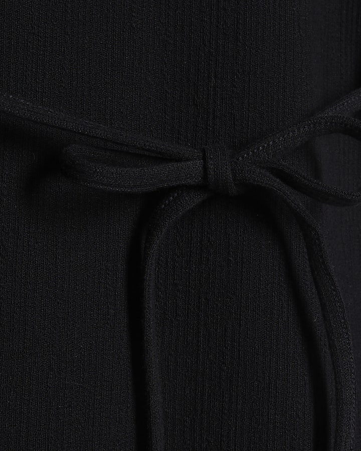 Black Texture Tie Top