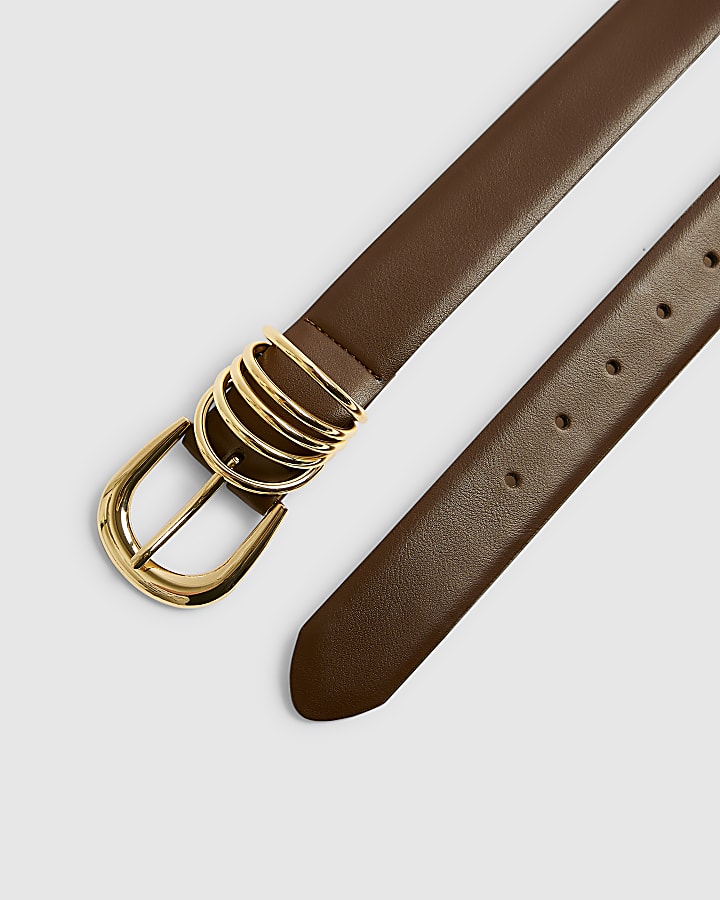 Brown Multiple Keeper Faux Leather Belt