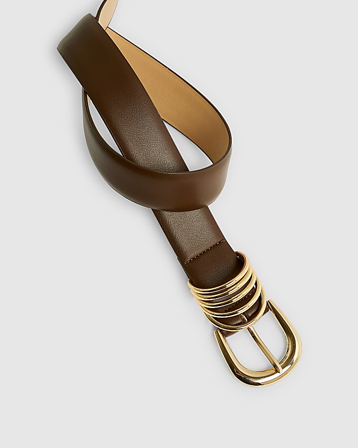 Brown Multiple Keeper Faux Leather Belt