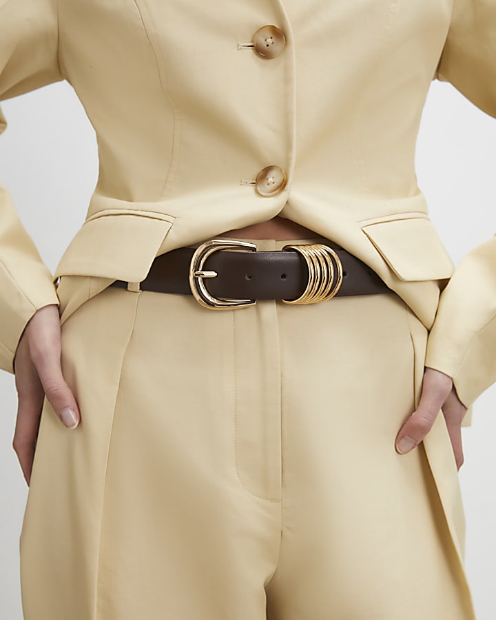 Brown Multiple Keeper Faux Leather Belt