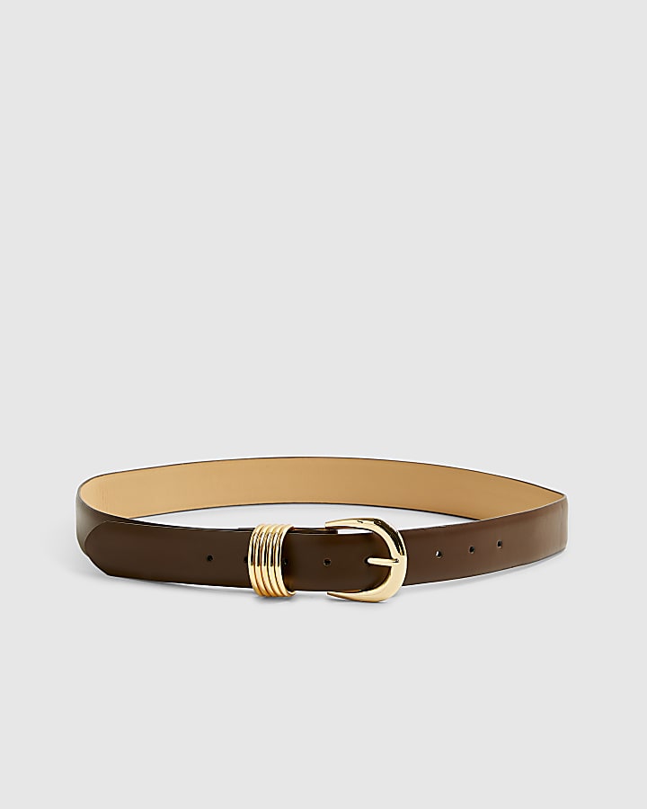 Brown Multiple Keeper Faux Leather Belt