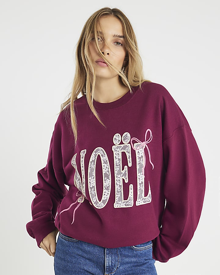 Red Noel Christmas Bow Sweatshirt