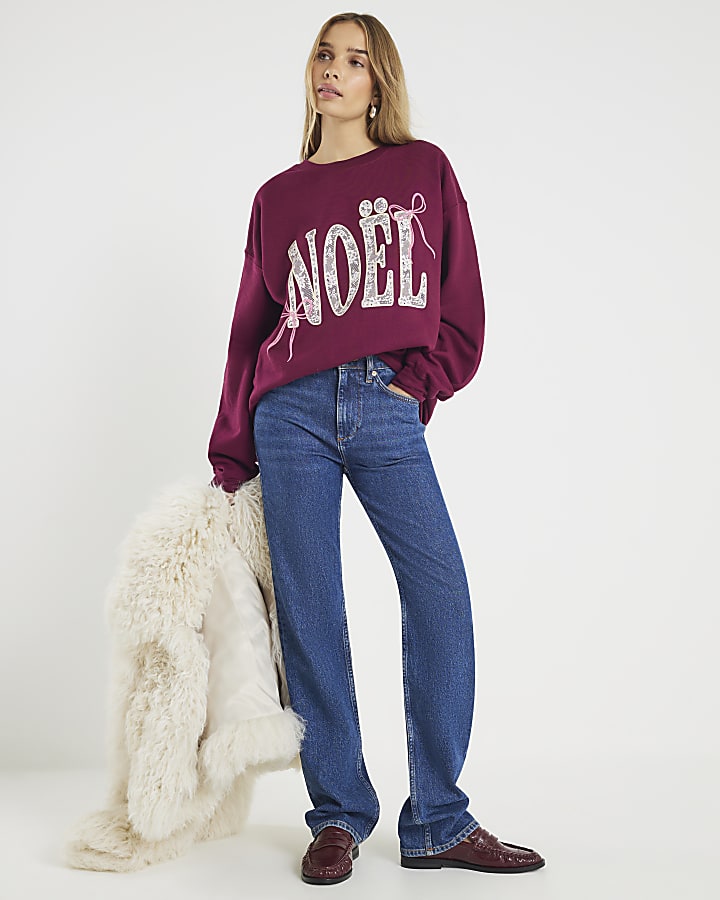 Red Noel Christmas Bow Sweatshirt