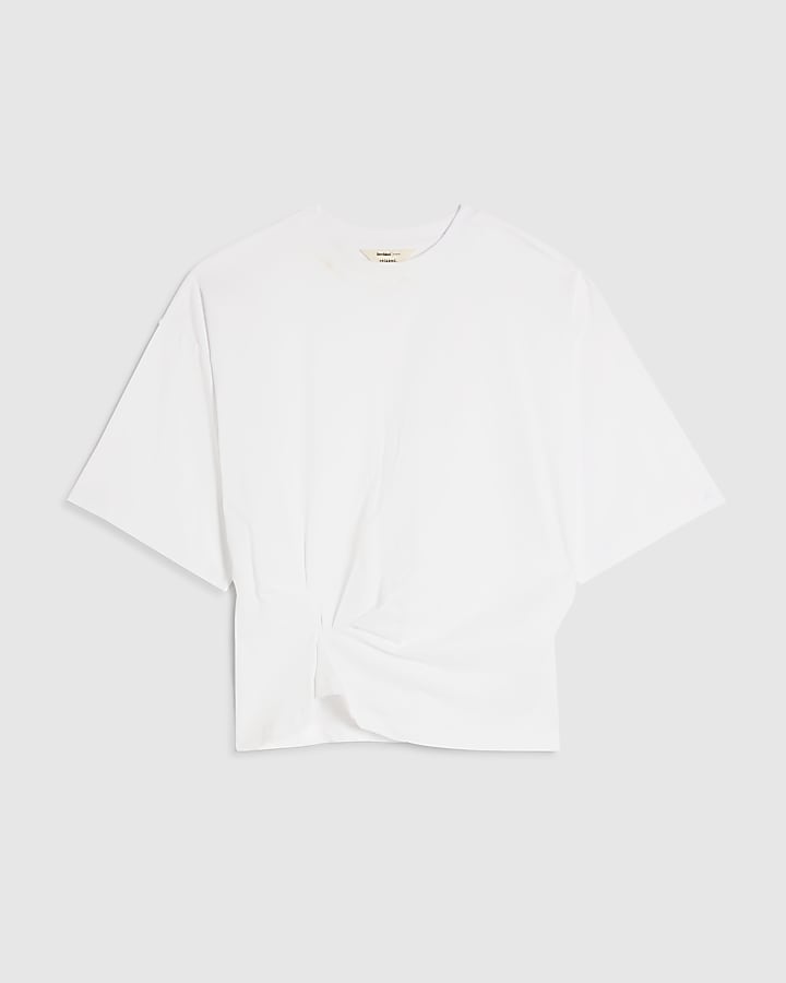 White Twist Hem T-Shirt