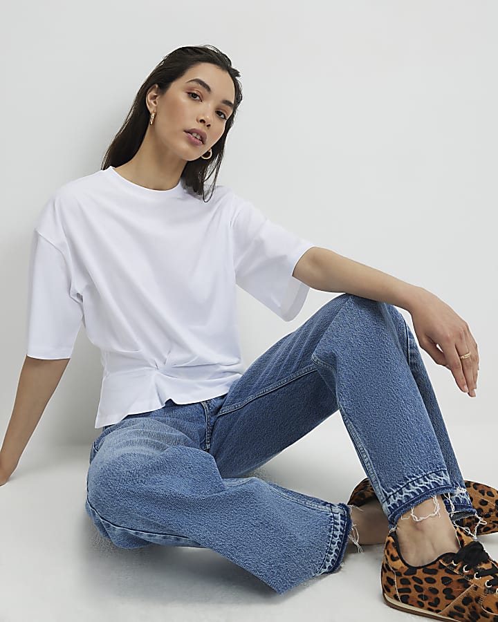 White Twist Hem T-Shirt