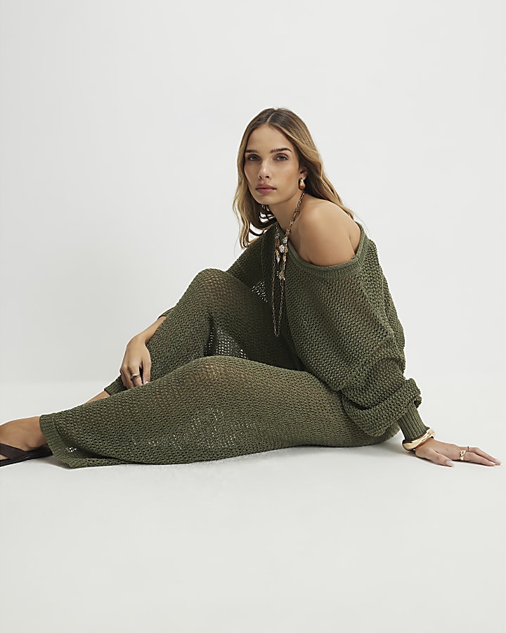 Khaki Open Stitch Trousers