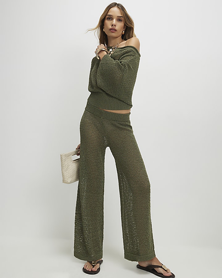 Khaki Open Stitch Trousers