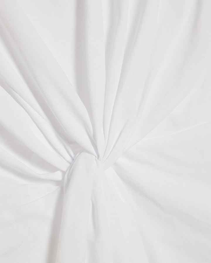 White Short Sleeve Twist Front T-shirt