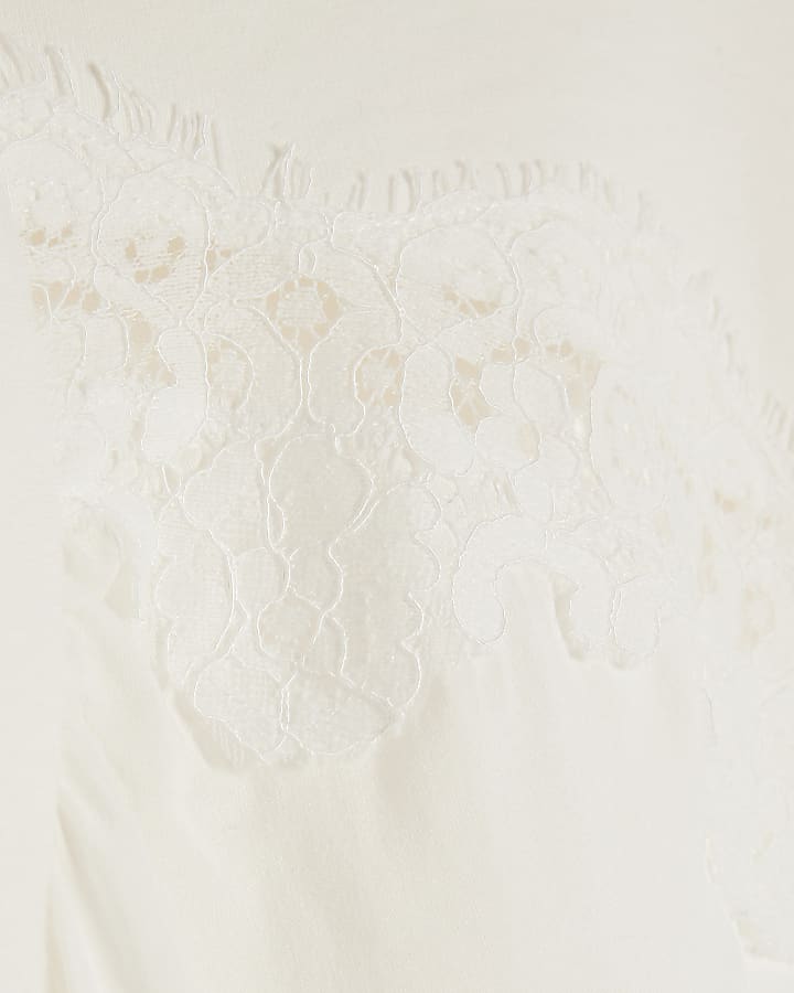 White Lace Detail T-Shirt