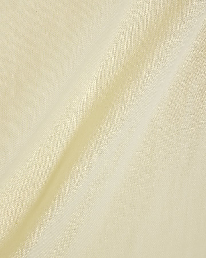 Yellow Linen Blend Asymmetric Midi Dress