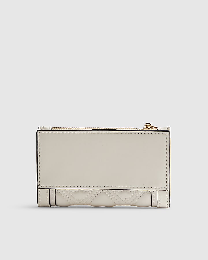 Cream Heart Quilted Purse