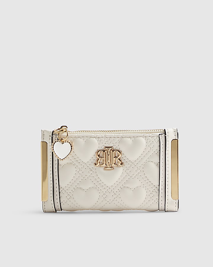 Cream Heart Quilted Purse