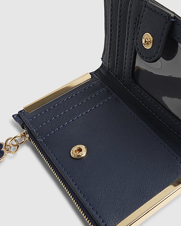 Navy Heart Quilted Mini Purse