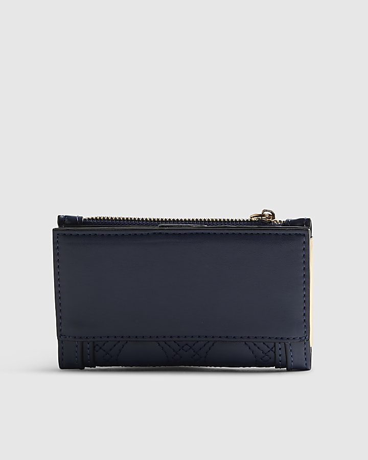 Navy Heart Quilted Mini Purse