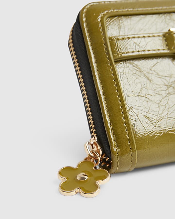 Khaki Tab Front Medium Purse