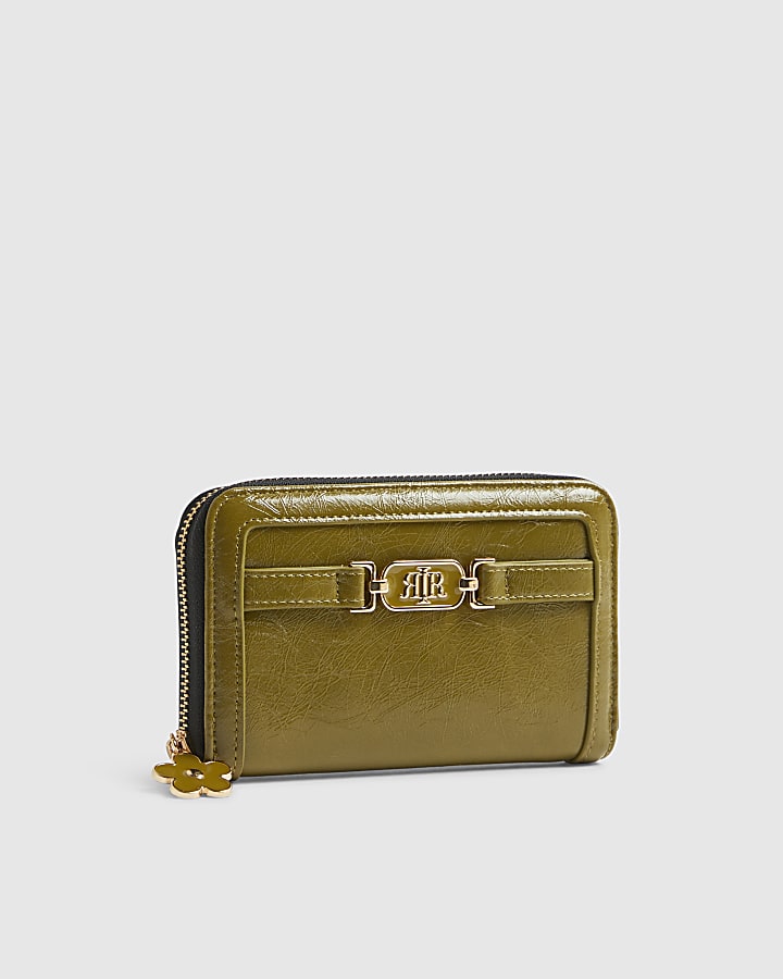 Khaki Tab Front Medium Purse