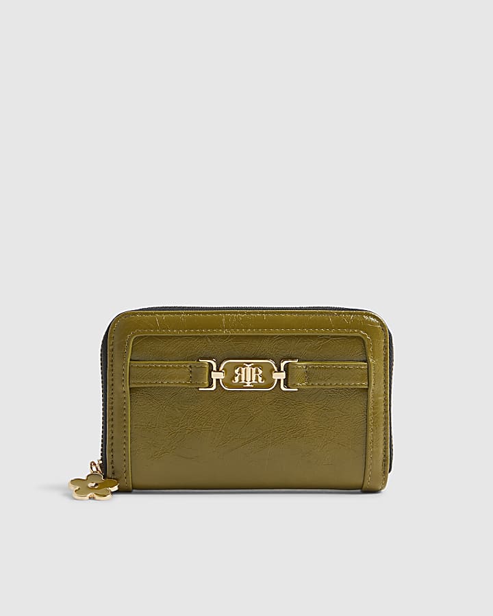 Khaki Tab Front Medium Purse