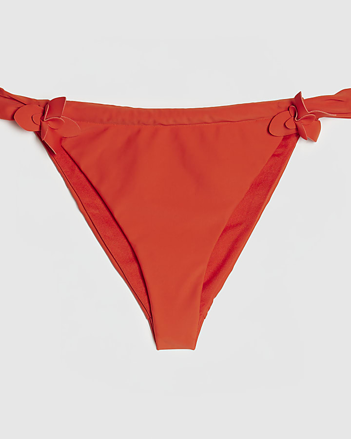 Red Flower Trim Bikini Bottoms