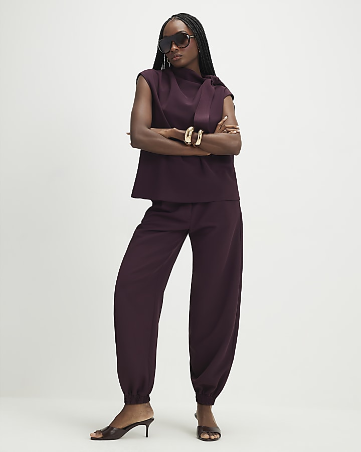 Red Tailored Cuff Joggers