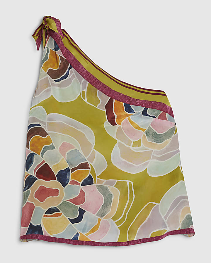 Yellow Floral One Shoulder Top