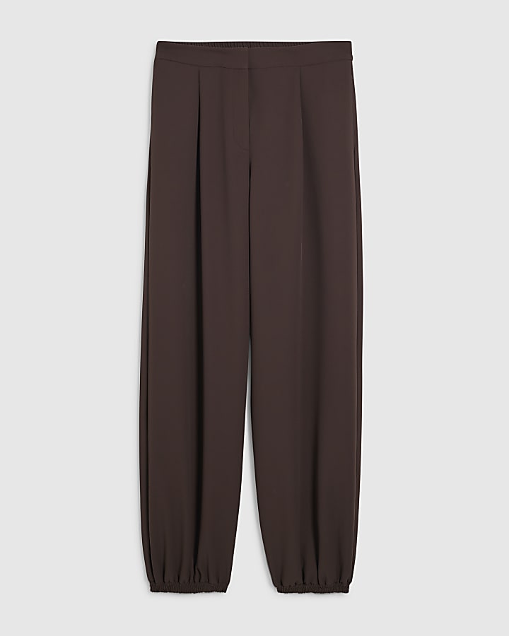 Brown Cuffed Slim Leg Trousers