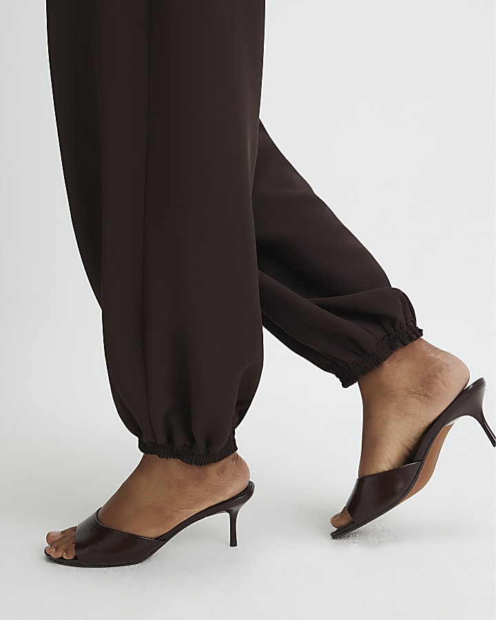 Brown Cuffed Slim Leg Trousers