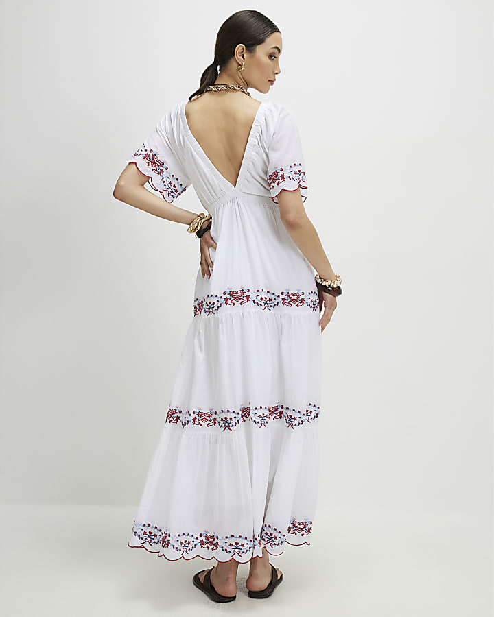 White Embroidered Maxi Dress