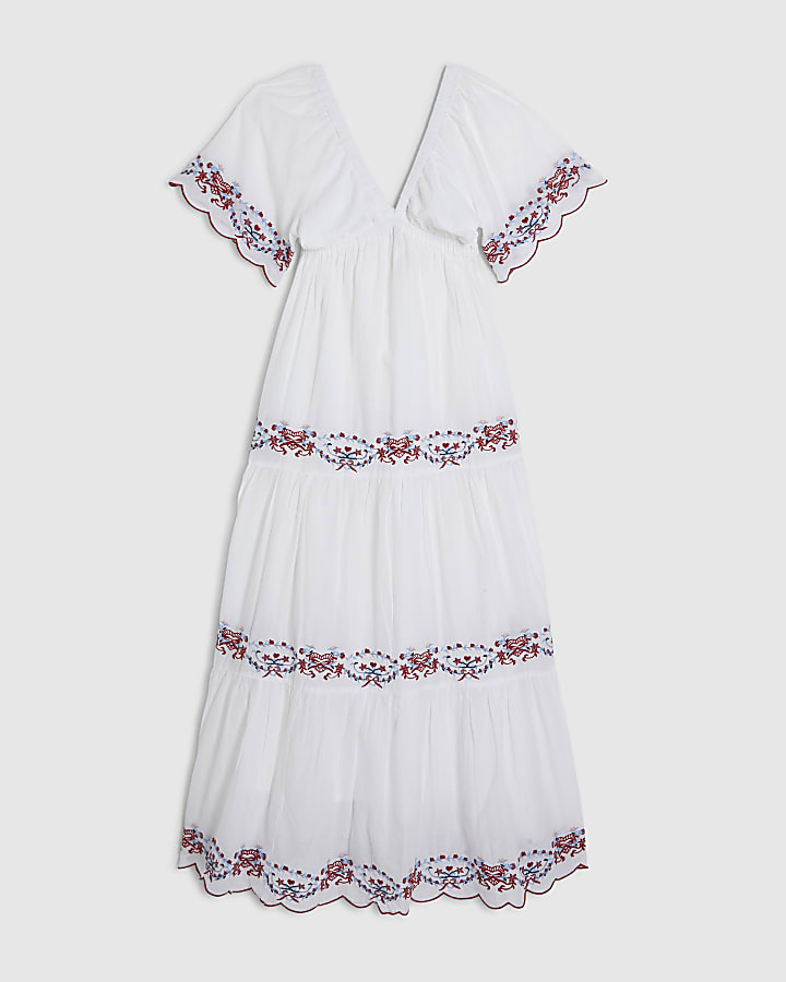 White Embroidered Maxi Dress