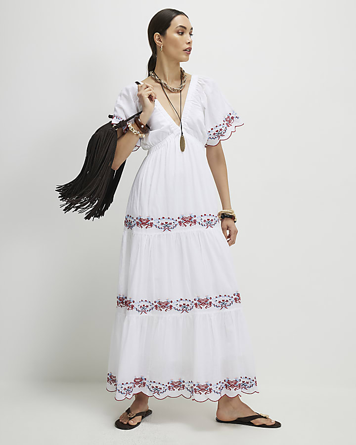 White Embroidered Maxi Dress