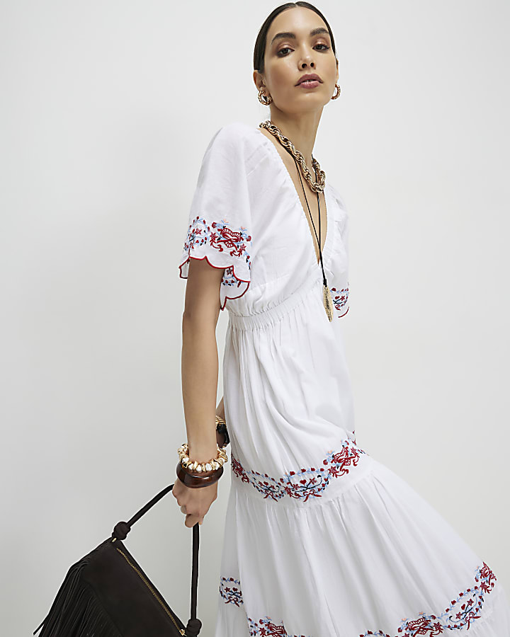 White Embroidered Maxi Dress