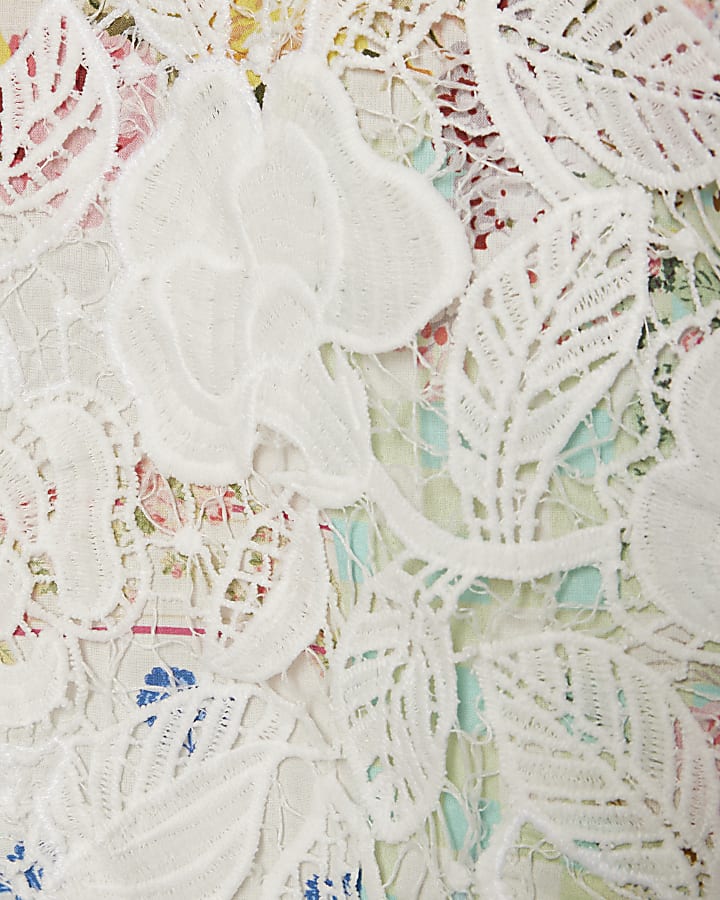 Cream Floral Patchwork Print Shirt